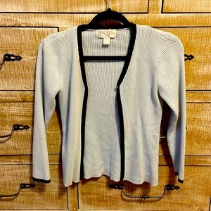 Baby blue and navy rimmed sweater